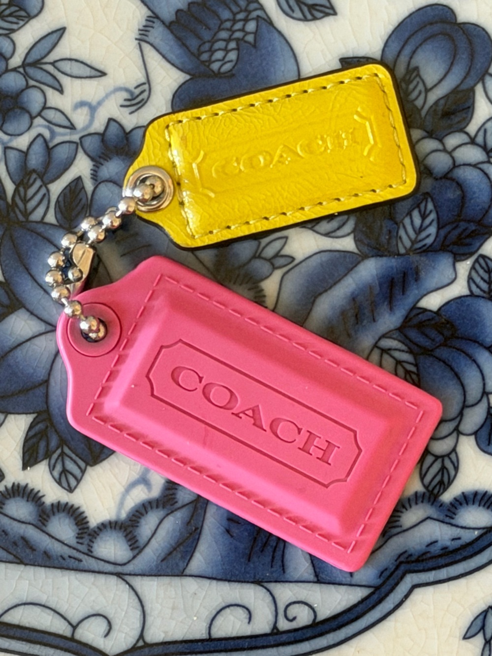 Coach Pink and Yellow Bag Tags